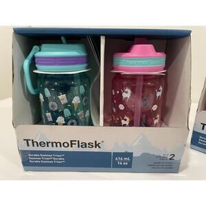 New ThermoFlask 14oz Kids Water Bottles - Set of 2 (Tritan Plastic)